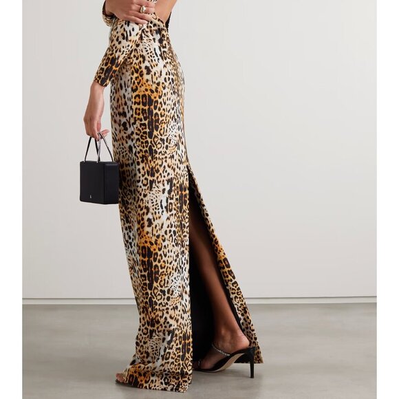 New HALPERN Open-Back Leopard-Print Column Gown Fall '21 Runway NWT 6 US/38 FR - Picture 5 of 5